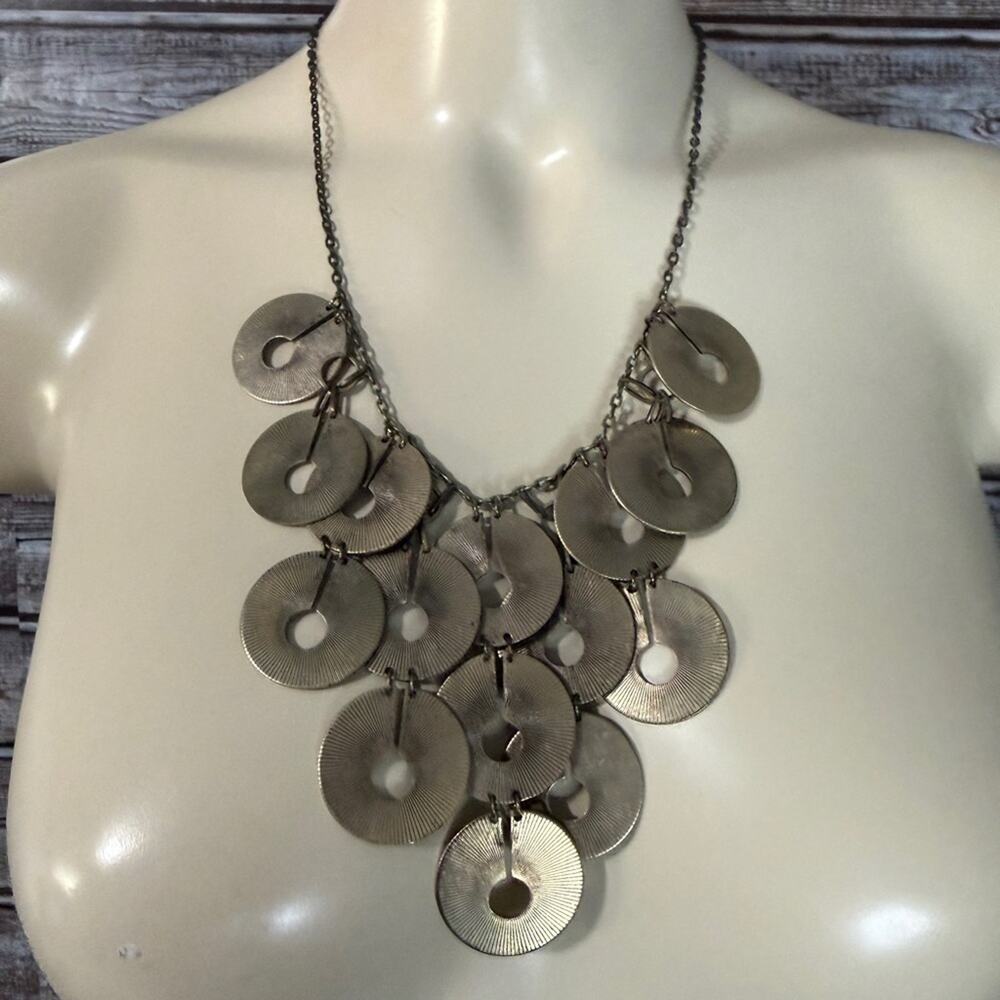 Berry for Anthropologie Brass tone Cha Cha disc medallion necklace